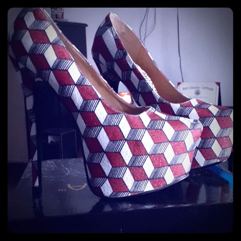 High heeled shoes